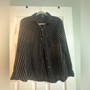 Black and White Striped Button-Up Shirt Pure Amici